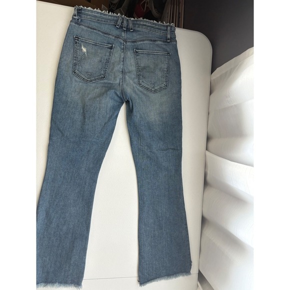 McGuire Crop Flare Jeans Frayed Hem Distressed Denim Blue Size 25 - Picture 1 of 9